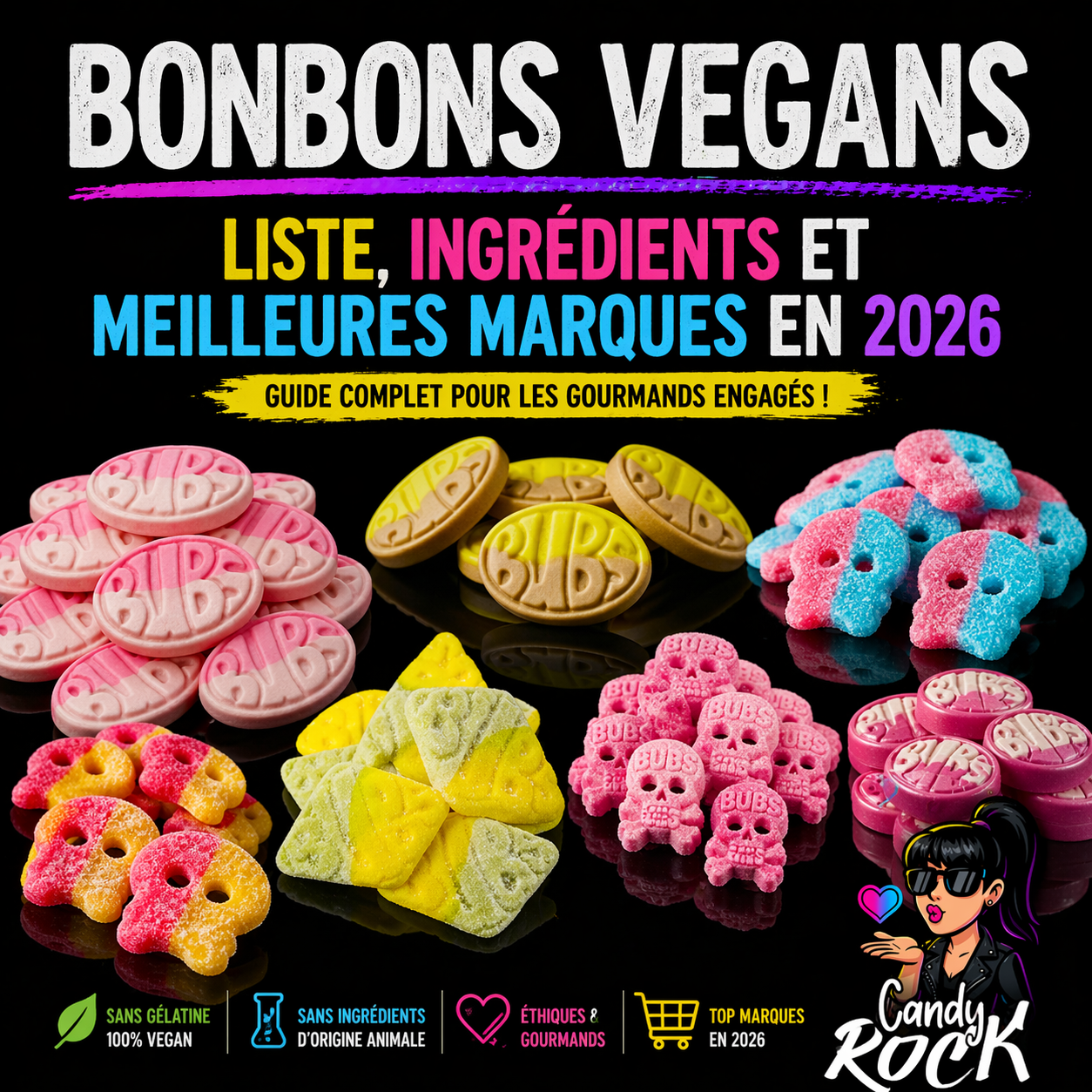 Bonbons vegans : liste, ingrédients et meilleures marques en 2026