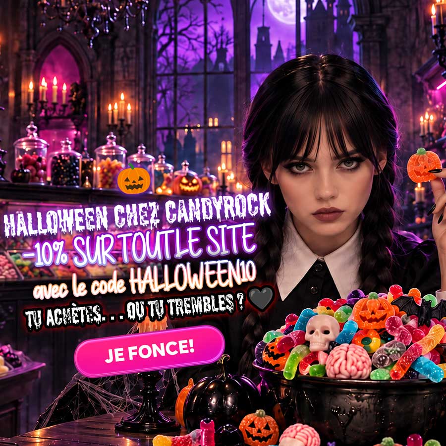 CandyRock Halloween, bonbons colorés et décor gothique