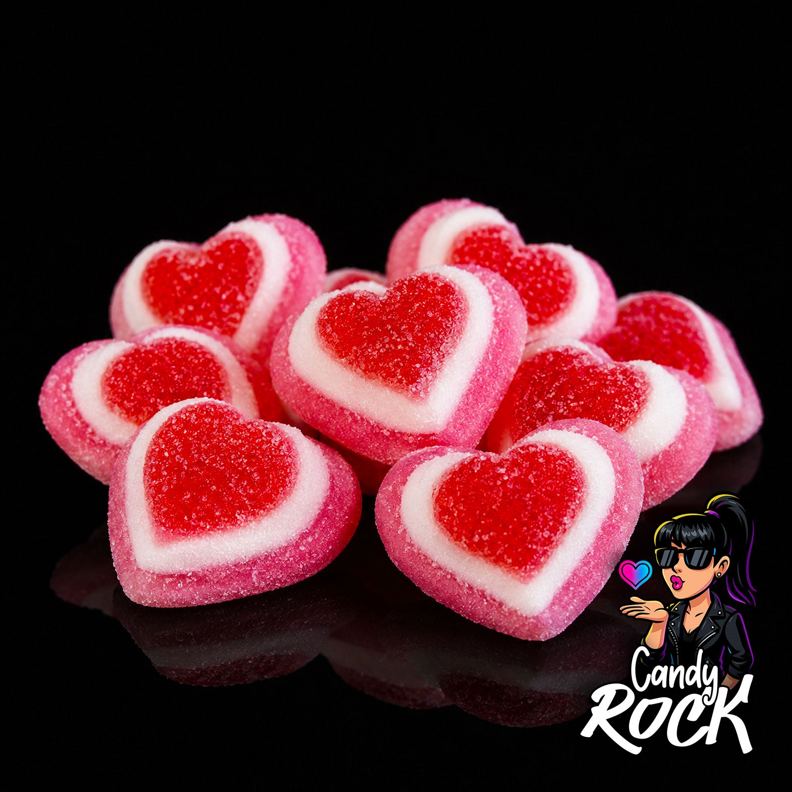 Bonbons Cœurs 3D Tricolores Fraise Crème Sucrés – Fini