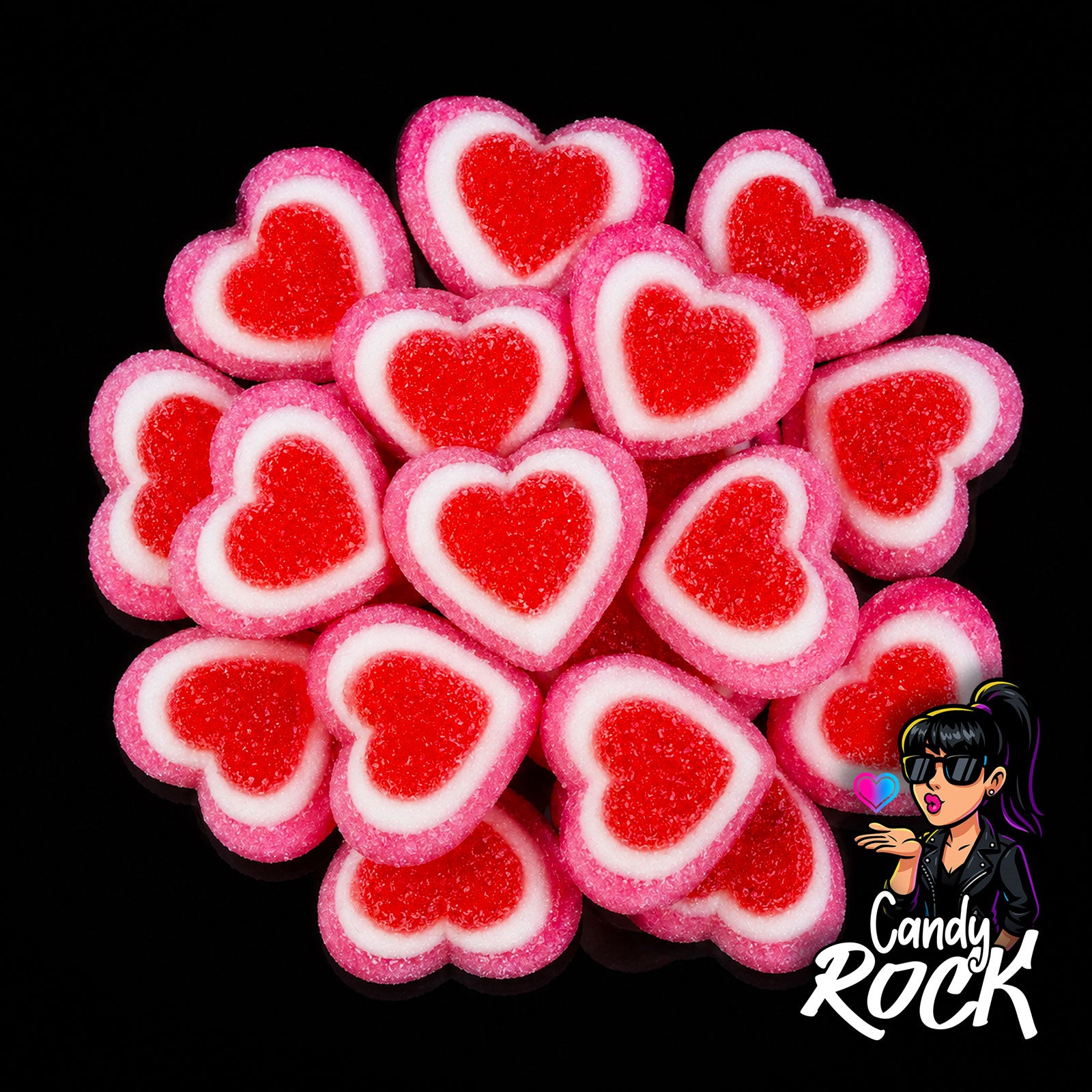Bonbons Cœurs 3D Tricolores Fraise Crème Sucrés – Fini
