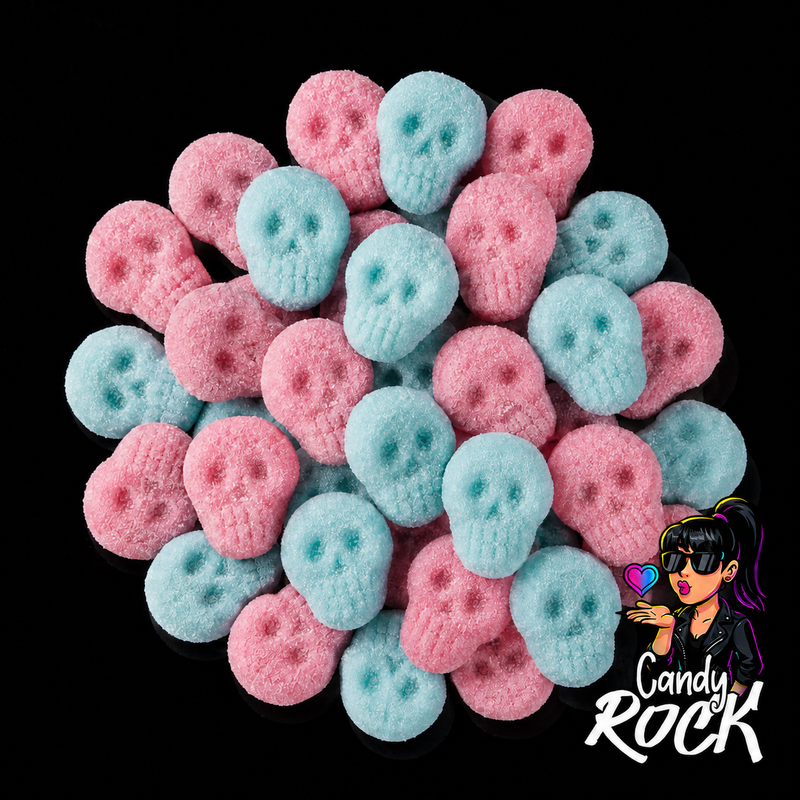 🎸 Bonbons Crânes Bubble Gum Acidulés Vegan Frisia