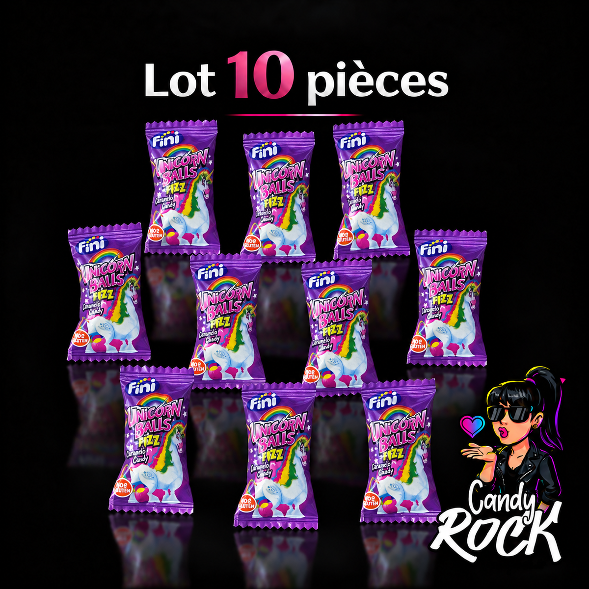 10 Bonbons Durs Acidulés Licorne Balls Fizz – Fini