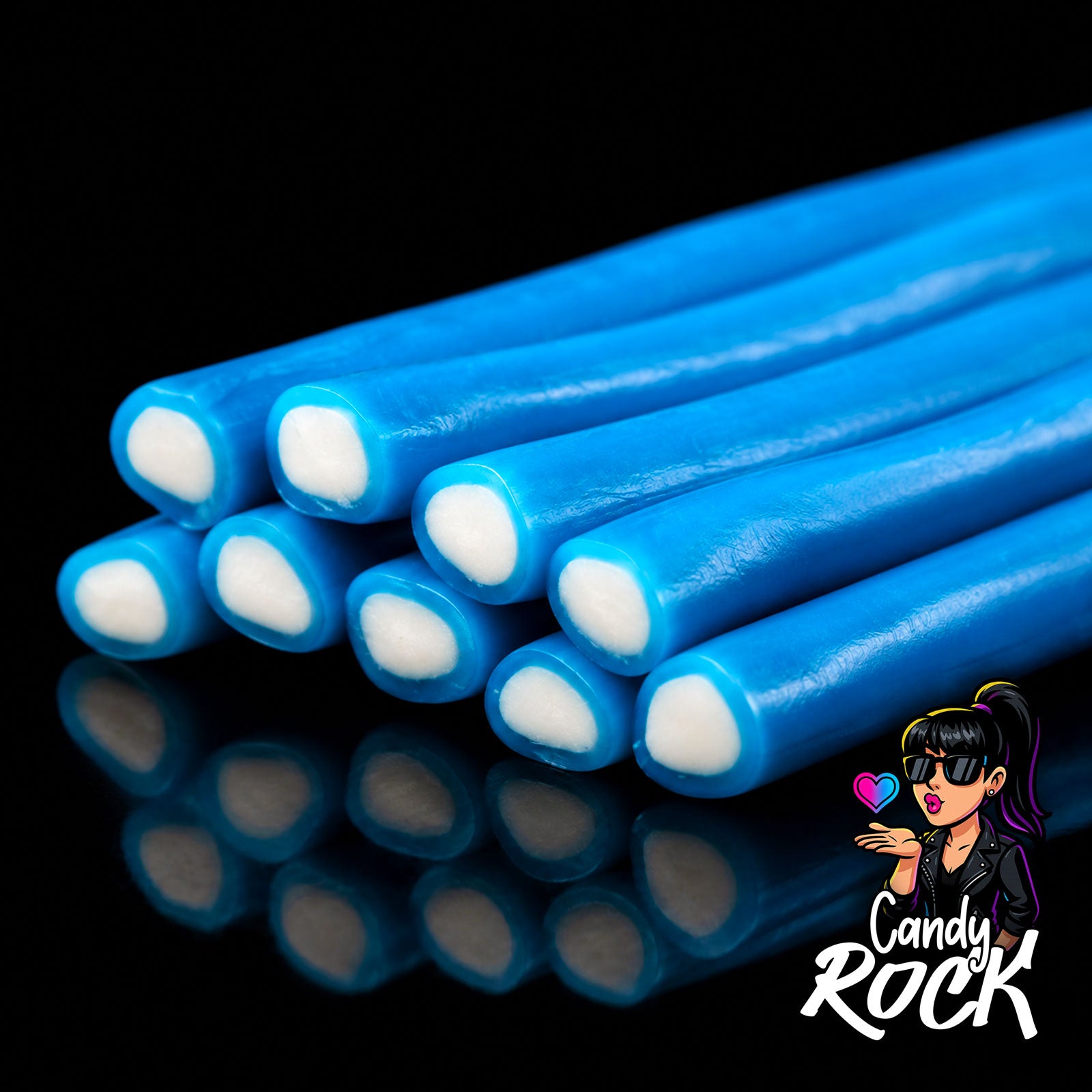Bonbons Jumbo Sticks Bleus Lisses – Colorant Langue – Jake
