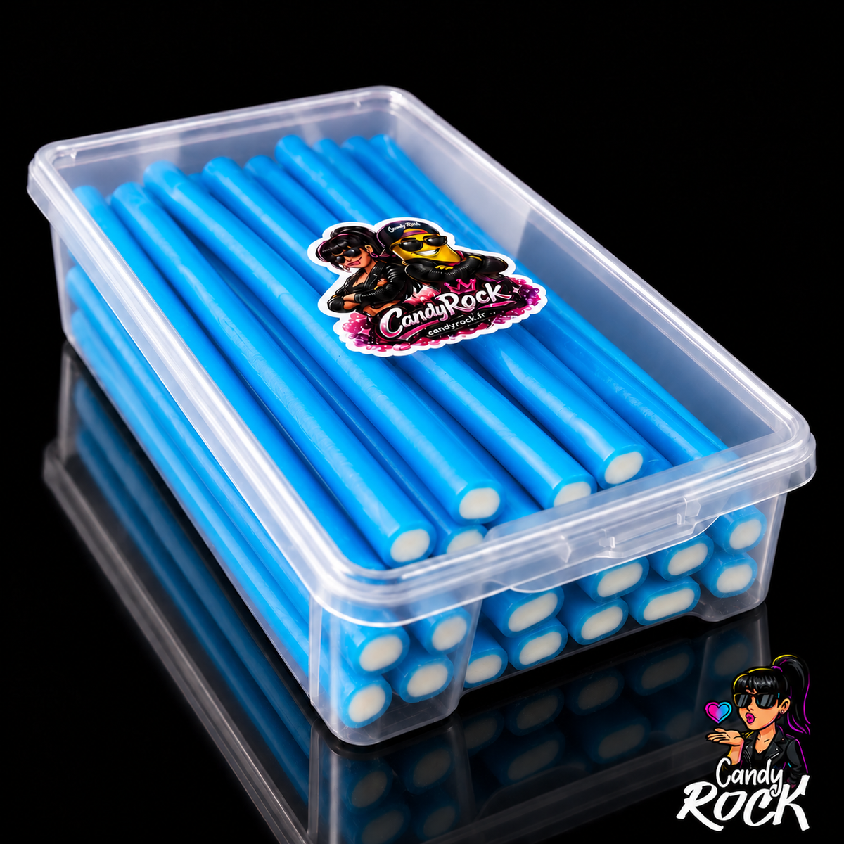 Bonbons Jumbo Sticks Bleus Lisses – Colorant Langue – Jake