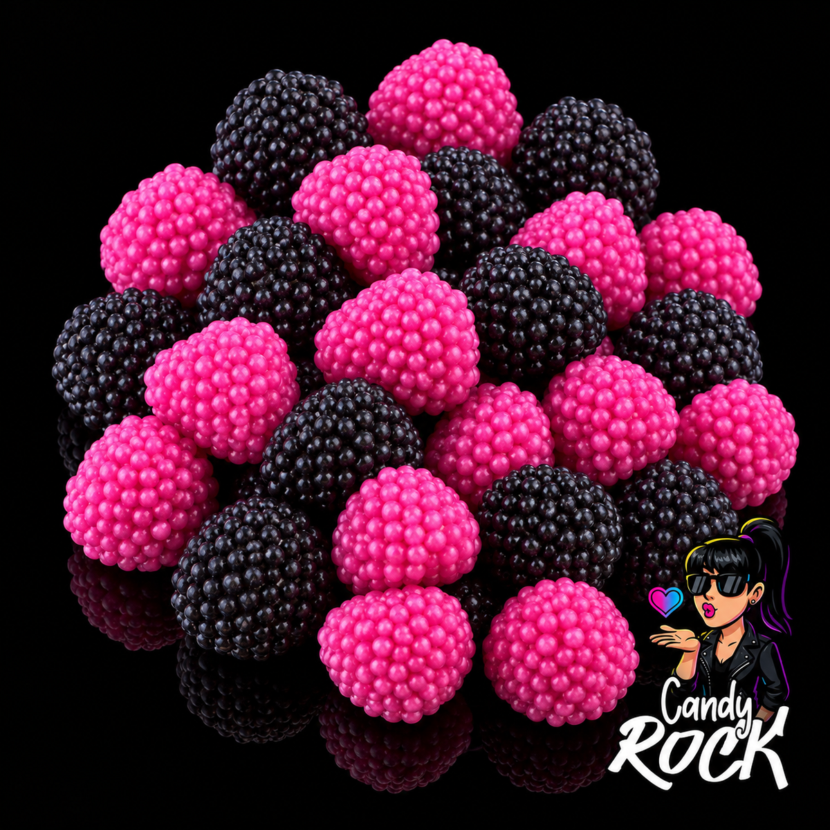 Bonbons Mûres Perlées Roses et Noires – Haribo