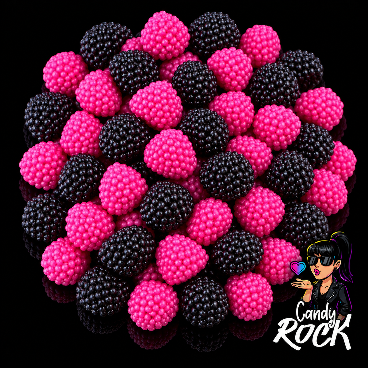 Bonbons Mûres Perlées Roses et Noires – Haribo