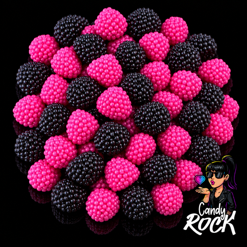 🎸Bonbons Mûres Haribo : un cœur tendre sous des perles croquantes 🩷🖤