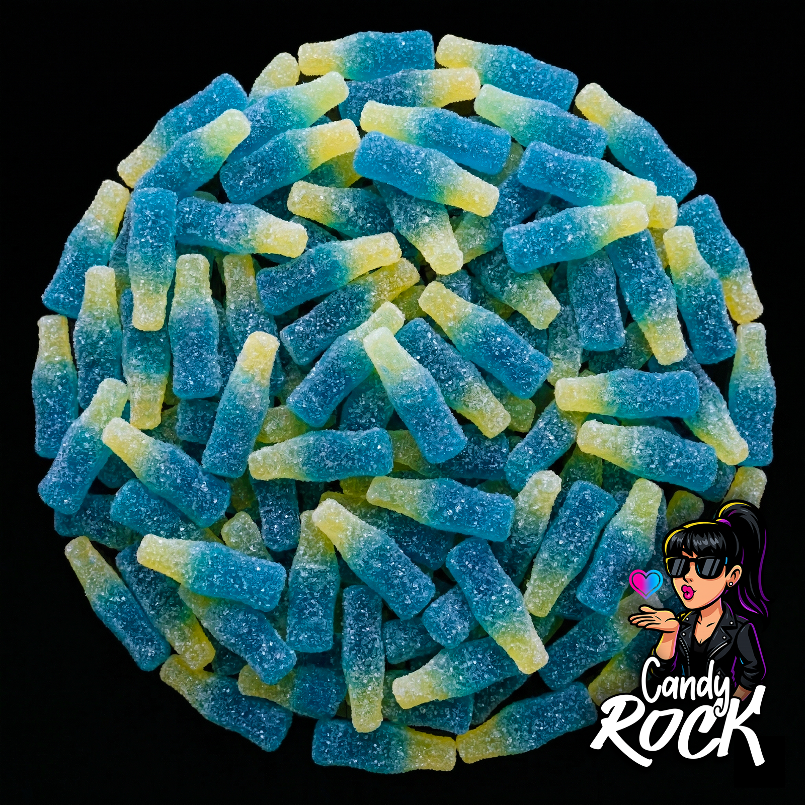 Bonbons bouteilles framboise bleus acidulés – DulcePlus