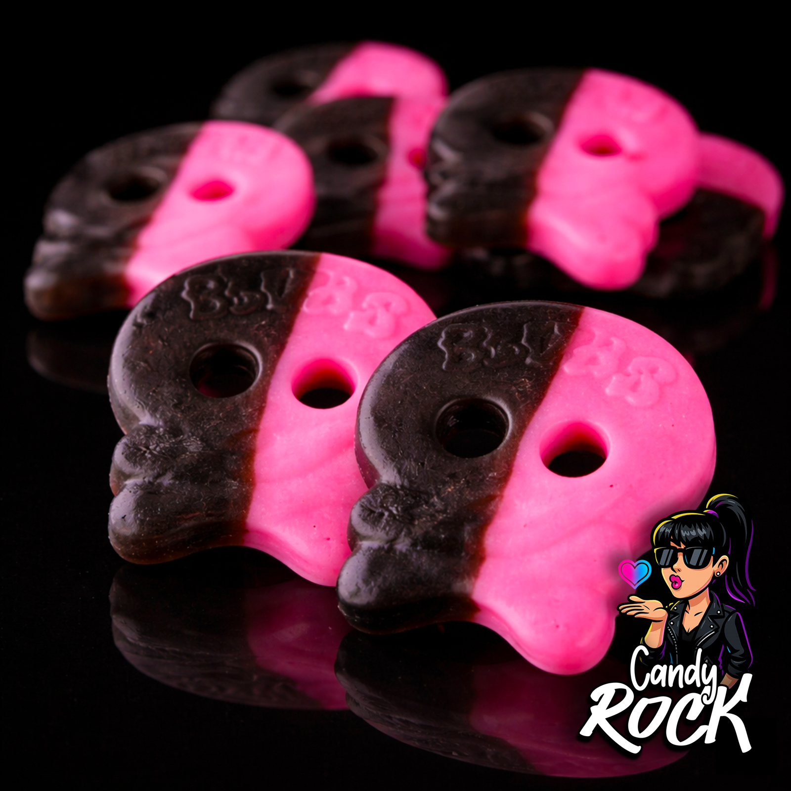 Bonbons vegan suédois Bubs Crânes Framboise-Réglisse Mousse– Bubs