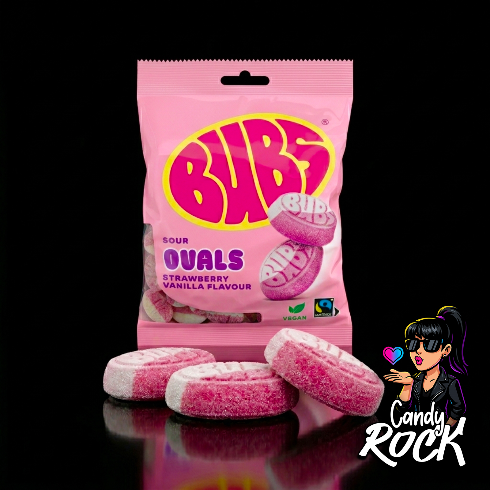 Bonbons vegan suédois Bubs Sour Ovals Fraise-Vanille – Bubs