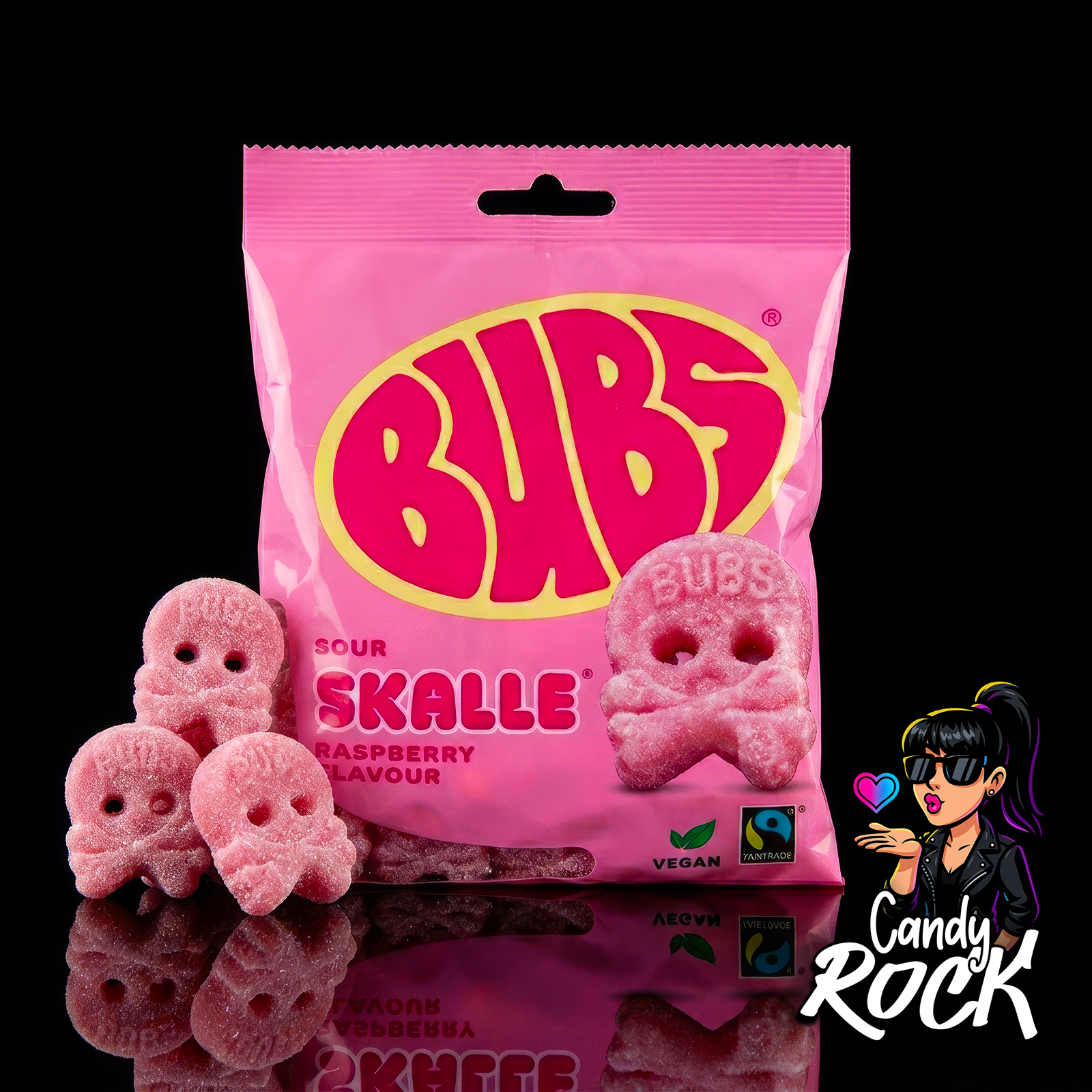 Bonbons vegan suédois Bubs Sour Mini Crânes Framboise – Bubs