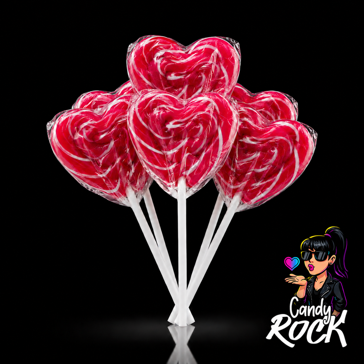 Sucette Cœurs Spirale Rouge – Swigle Pop Fraise – 5 pièces - Felko Holland