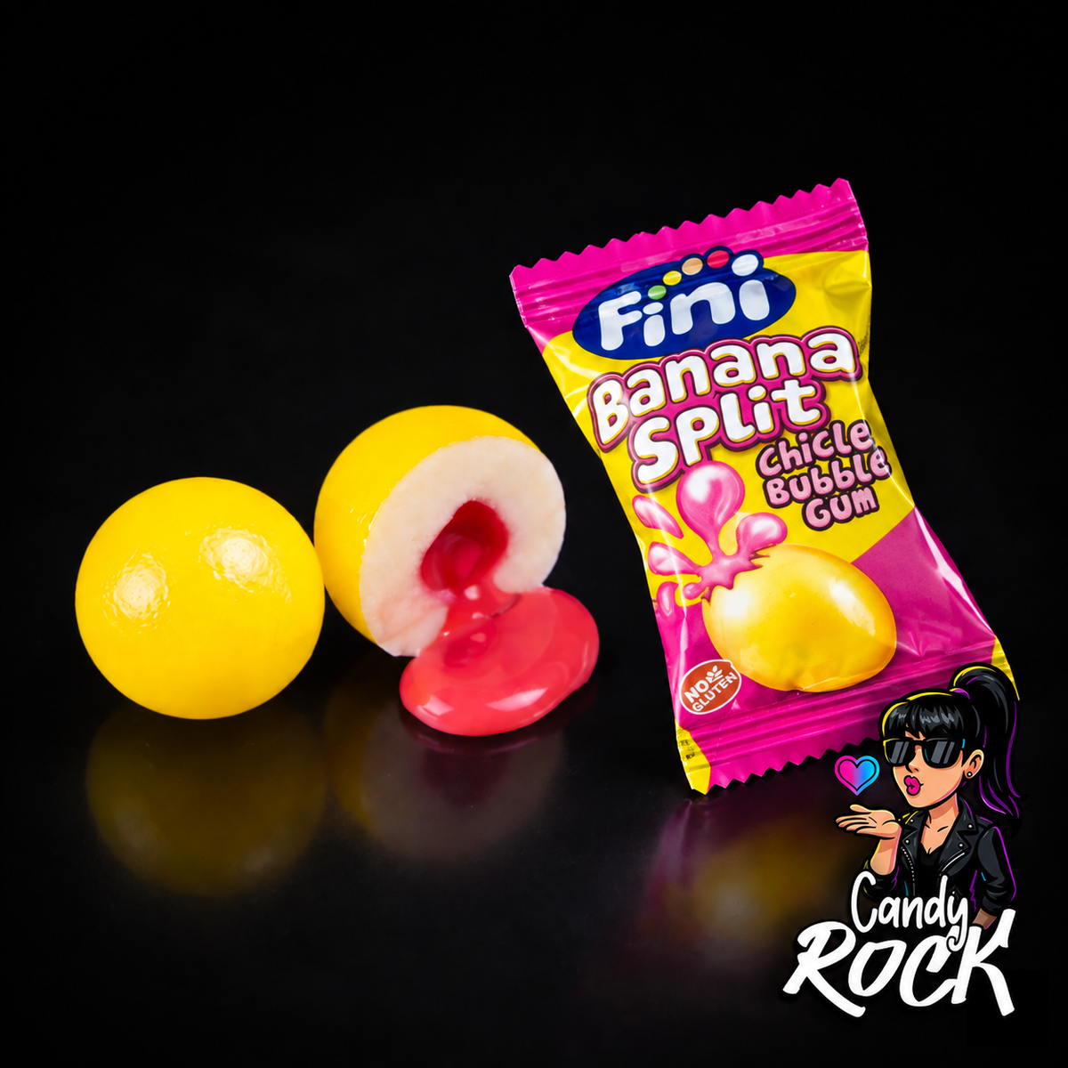 10 Chewing-gum Billes Banana Split - Cœur Liquide - Fini