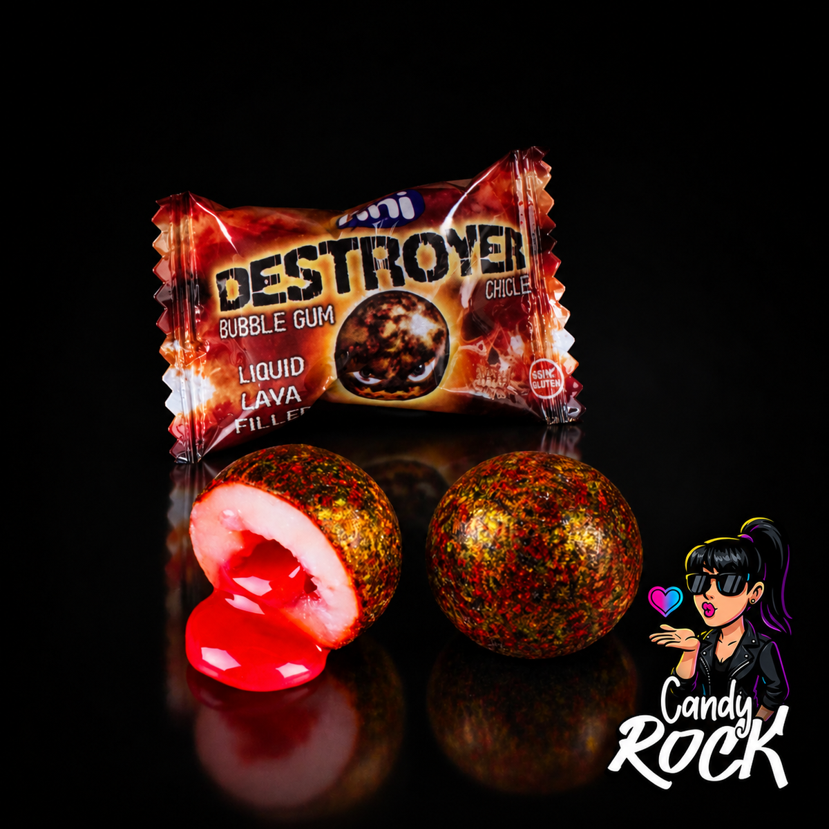 10 Billes Chewing-gums Lava Destroyer SUPER ACIDE - Cœur Liquide - Fini