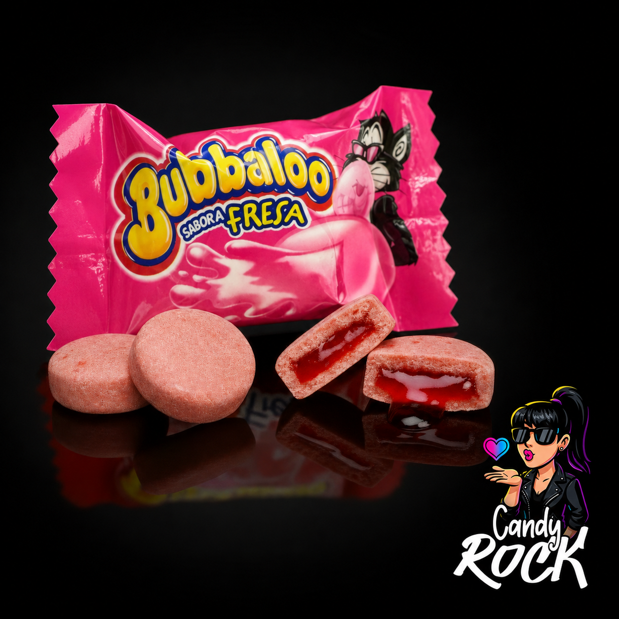 10 Chewing-gum Fraise– Cœur liquide juteux – Bubbaloo
