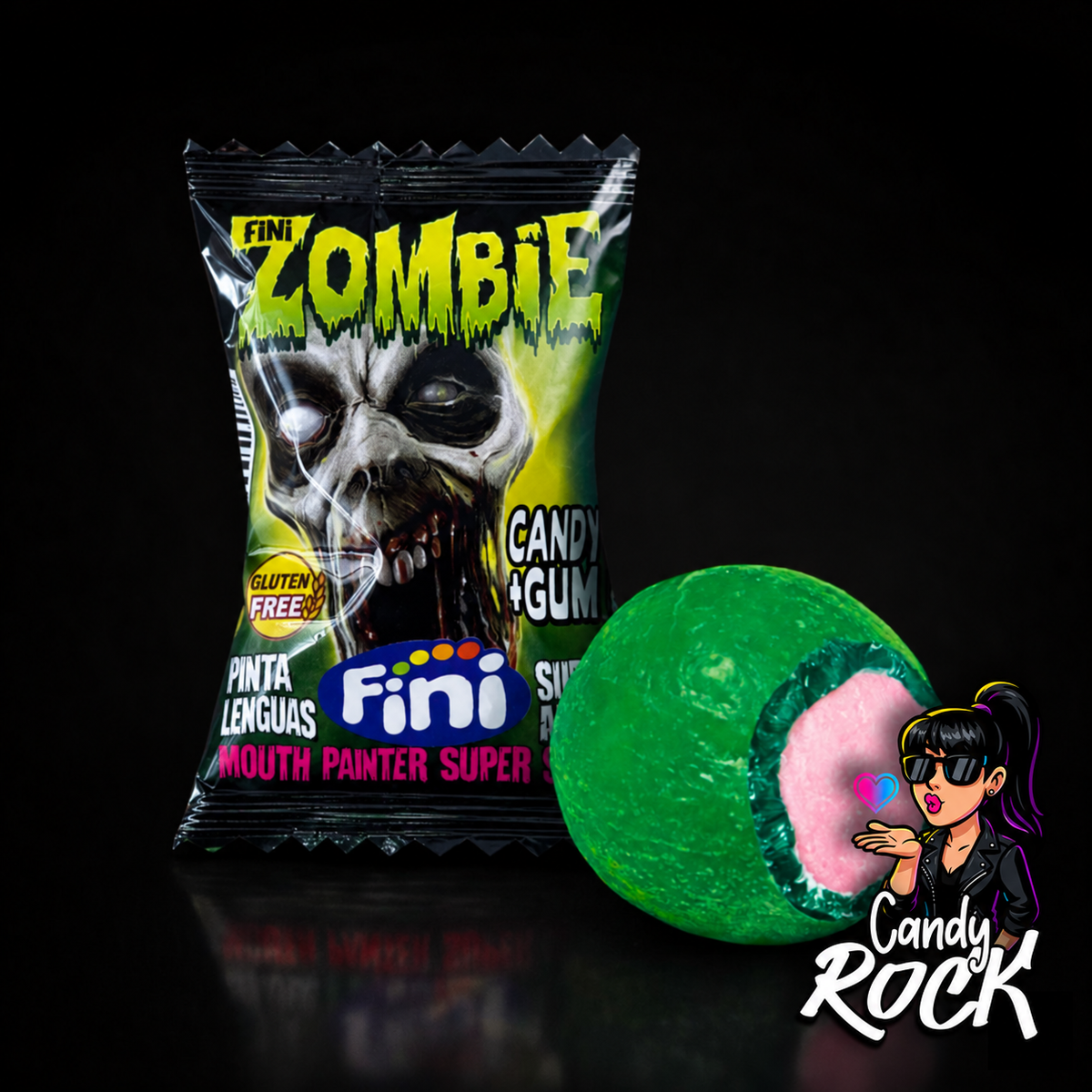 10 Billes Chewing-gum Zombie Vert - Ultra Aigre - Cœur Liquide - Fini