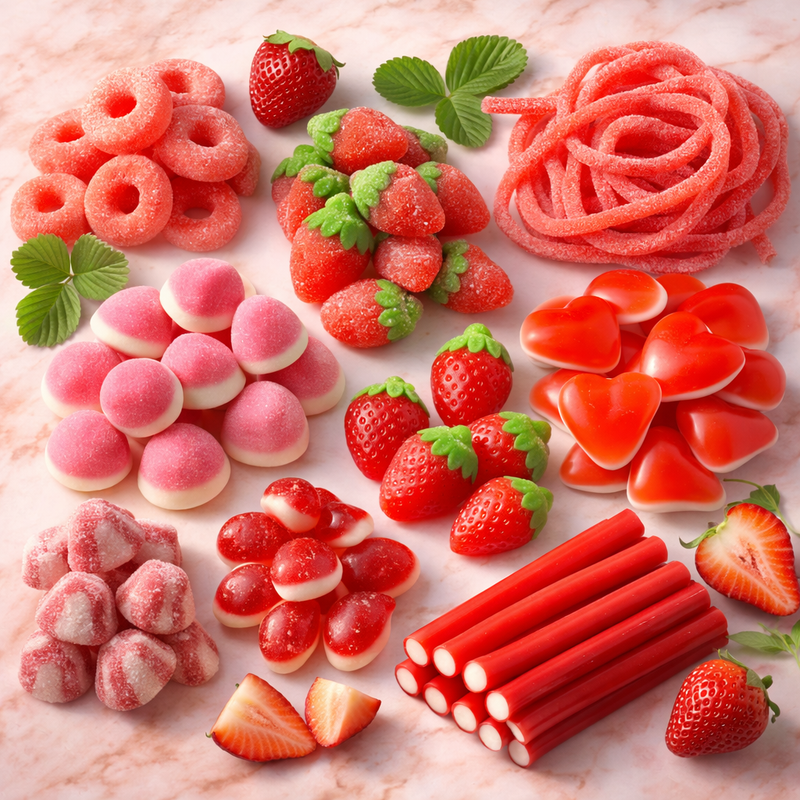 Bonbons Rouges en Vrac : Fraise, Cerise & Candy Bar