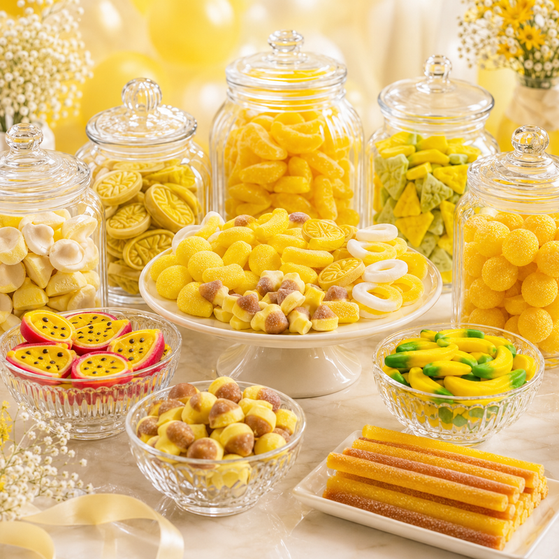 Bonbons Jaunes en Vrac : Citron, Banane & Candy Bar