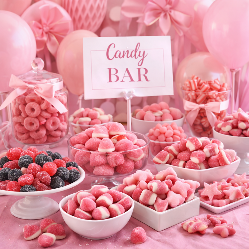 Bonbons Roses en Vrac : Fraise, Rose & Blanc, Candy Bar