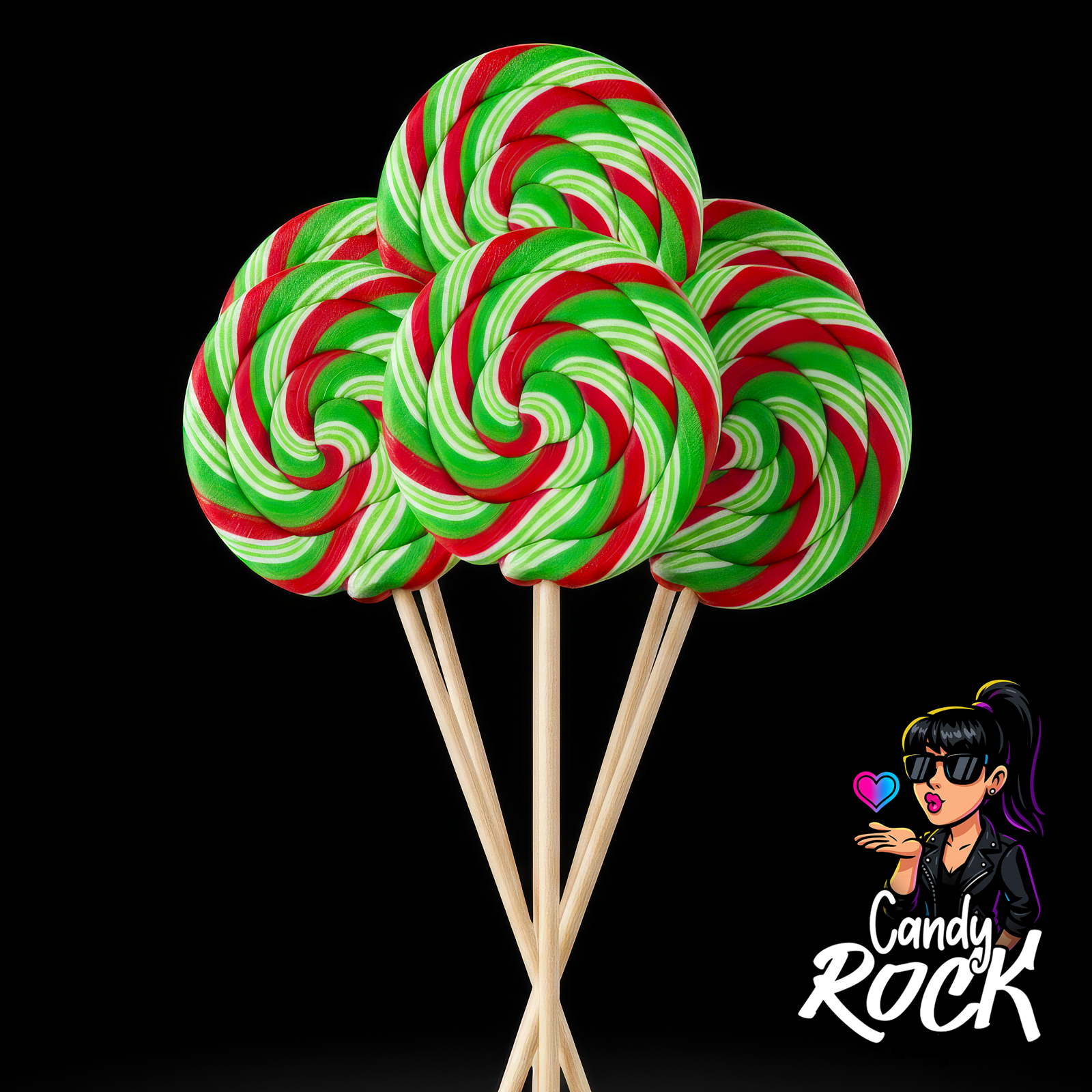 Assortiment de sucettes spiralées pastèque Swigle Pop Felko Holland, couleurs fraîches et effet glossy, CandyRock.