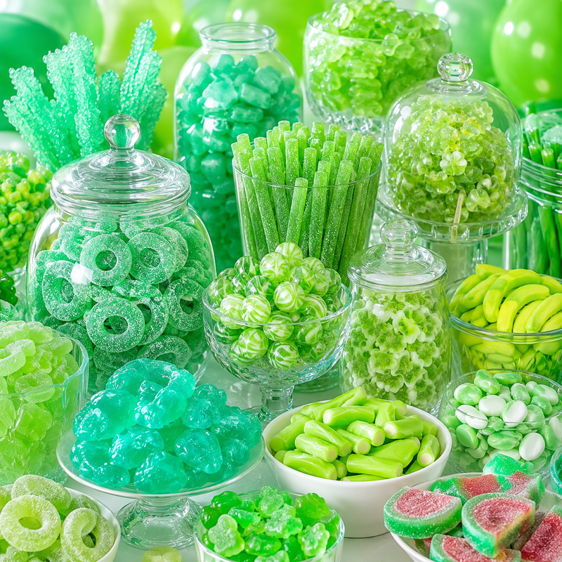 Bonbons Verts en Vrac : Pomme, Pastèque & Candy Bar